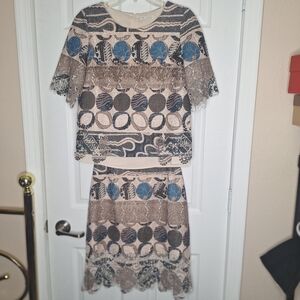 Chic Patterned Midi Skirt Set